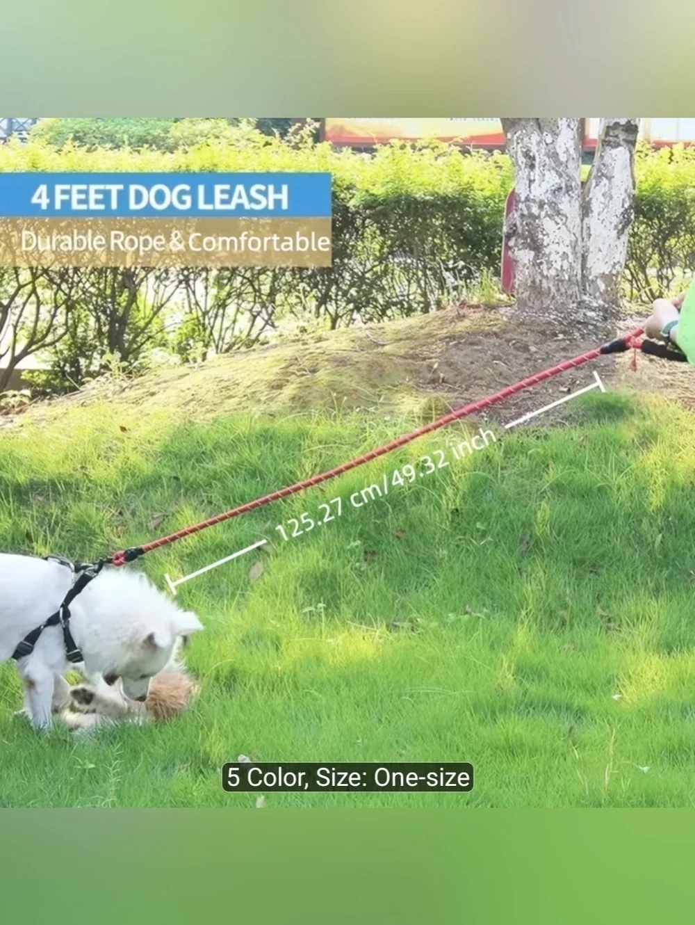 4 Feet Pink Rope Dog Leash with Padded Handle